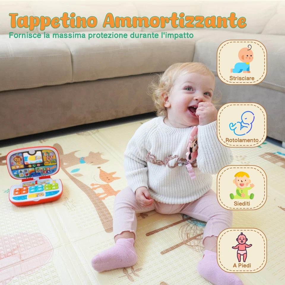 Tappeto da Gioco per Bambini e Neonati Pieghevole, reversibile, 180*150*1cm - Immagine 4 di 4