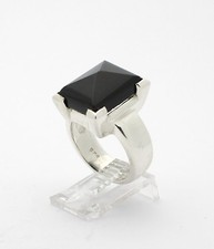 BLACK ONYX RING set in .925 STERLING SILVER Size 8 FREE FAST SHIPPING