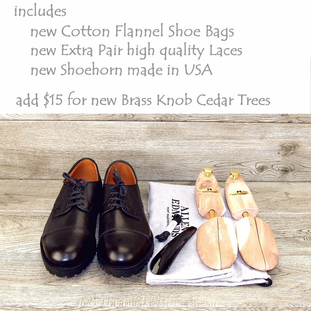 NIB * $325 Allen Edmonds TATE Cap Toe 10 D Black * add $15 new