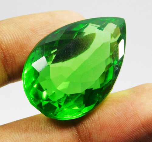 Topazio naturale 74,20 ct brasiliano VERDE pera TAGLIO pietra preziosa sfusa certificata - Foto 2 di 6