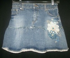 Girls Denim mini skirt w lace sequin accents by Bongo Sassy funky Cute Fun M