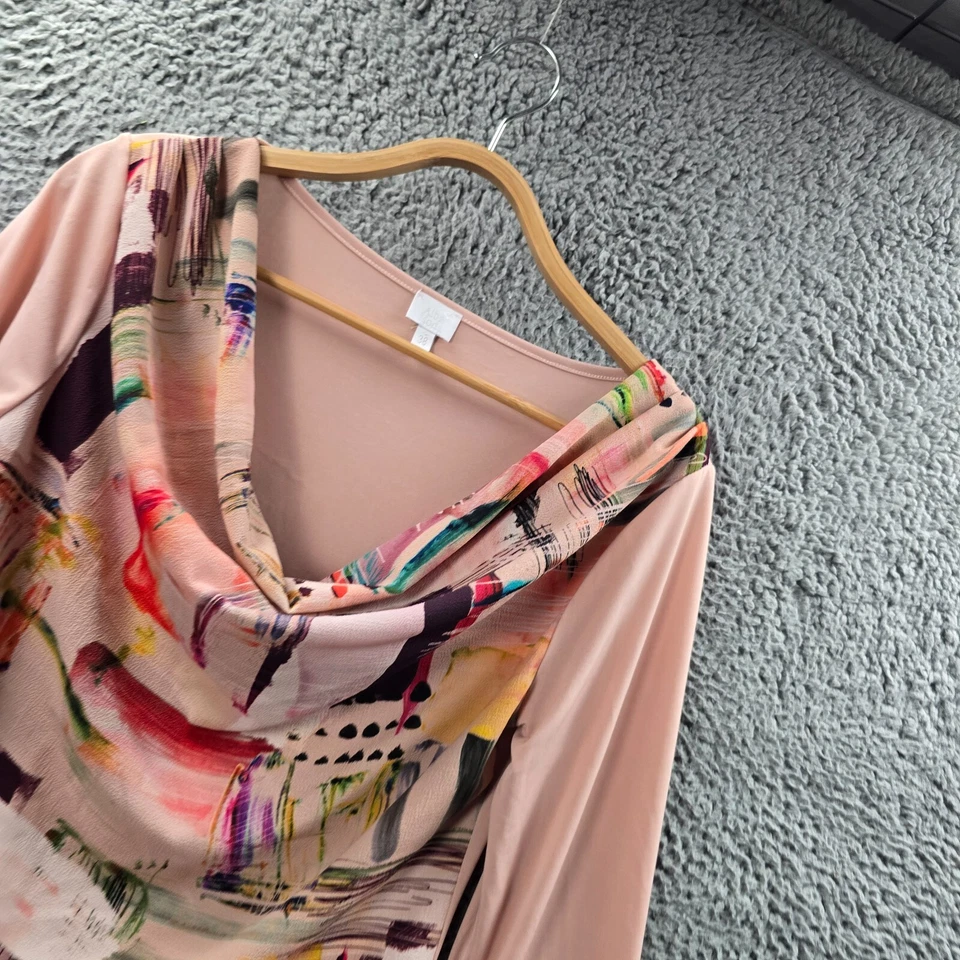 Alba Moda Womens Blouse Top Size EUR 38 Pink Crepe Front Stretch Knit Back - Bild 3 von 4