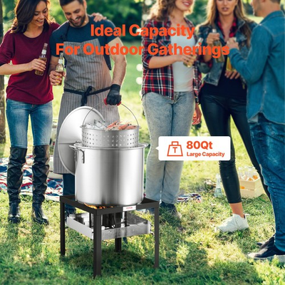 #ad New 80 Qt Seafood Boiling Kit with Strainer Outdoor Seafood Boil Pot and Bask $218.49
