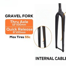 700x55C Gravel Bike Carbon Fork Internal Cable Rigid Fork Thru Axle Hard Fork