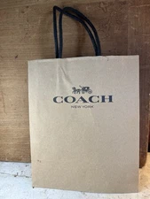 1 COACH NEW YORK 2016 Brown Paper Small Shopping Bag Gift Bag 10x8” Black Handle