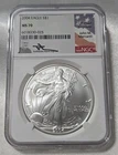 2004 1 OZ AMERICAN SILVER EAGLE NGC MS70 MERCANTI HAND SIGNED