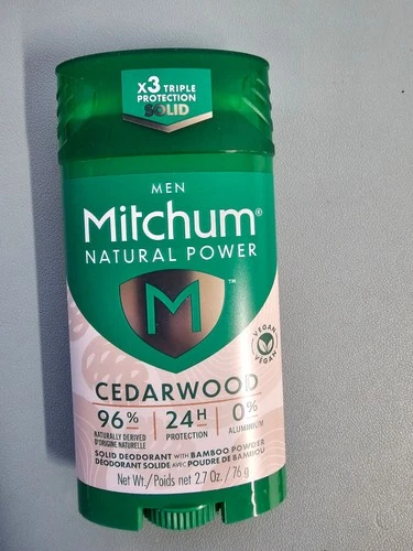 6 PACK Mitchum Natural Power Bamboo Powder Deodorant Solid Cedarwood Scent 2.7oz