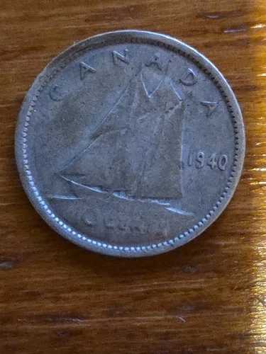 1940 10C Canada 10 Cents Ten Cents Silver