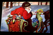 SANTA CLAUS in Sled with Toys~Dolls~Reindeer ...