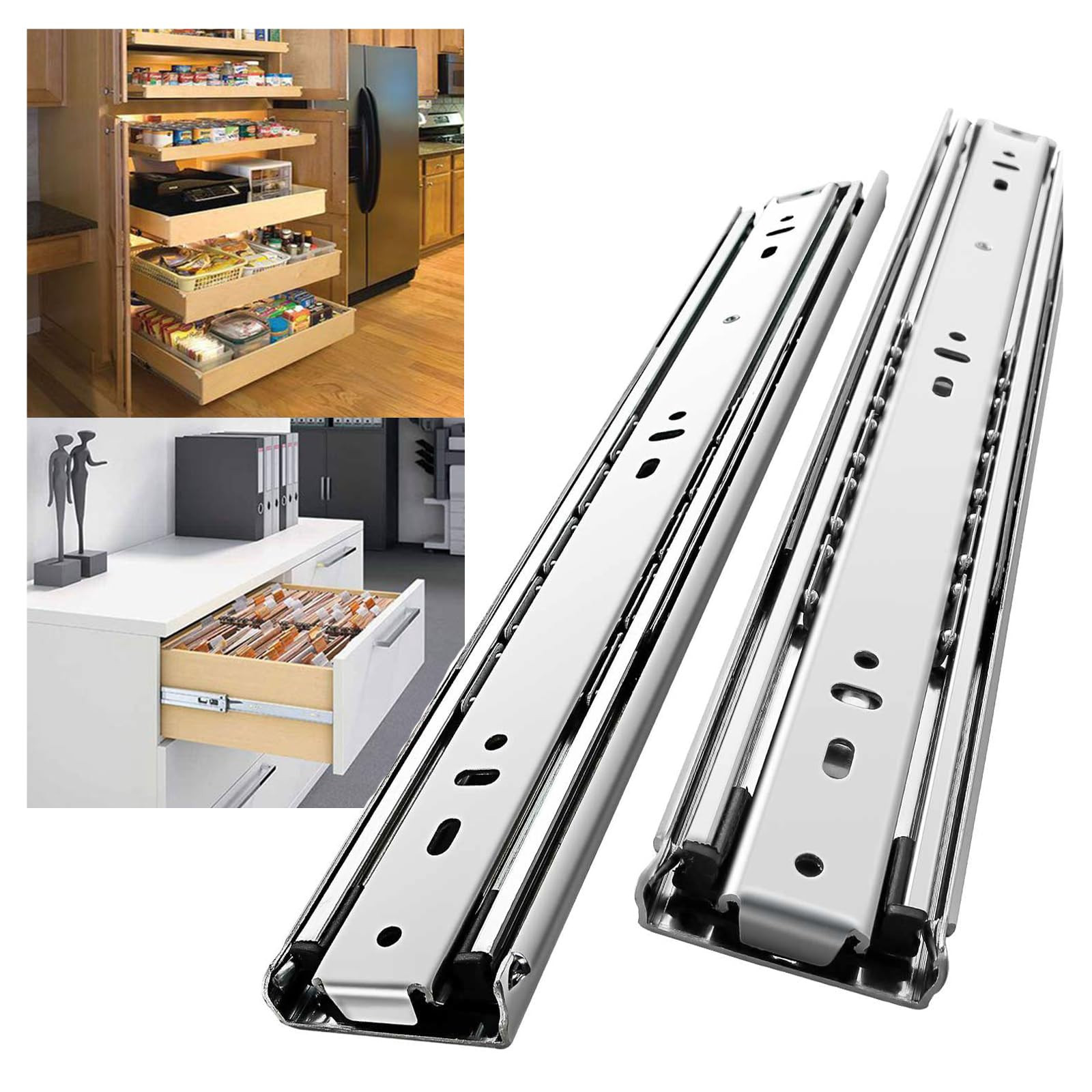 1 Pair 14 Inch 250 Lb Capacity Heavy Duty Drawer Slides,Side Mount Full Exten...