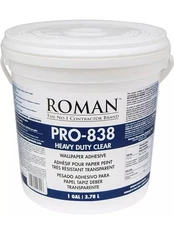 Roman PRO-838 Heavy Duty Wallpaper Glue Adhesive - Clear 1 Gallon, 