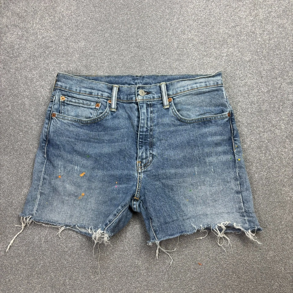 Short en denim Levis pour femme W32 bleu jorts maman rouge onglet année... - Photo 1/4