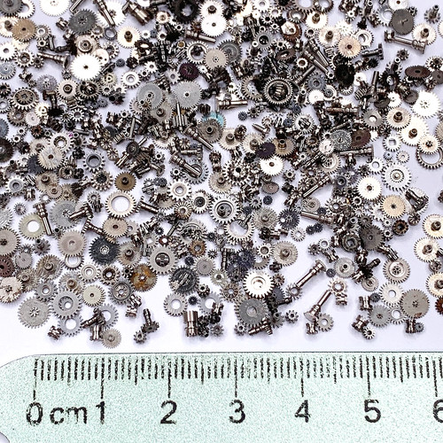 100 Teeny Tiny Watch Gear 2-4mm Silver Nail Altered Art Steampunk Part Wheel Lot