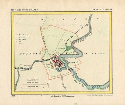 Antique Map-NETHERLANDS-TOWN PLAN-WEESP-NOORD HOLLAND-Kuyper-Kuijper ...