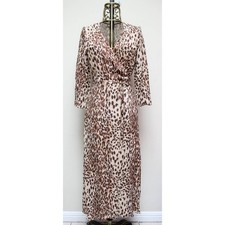 NWT Reformation Alessandra Cheetah Brown Cat Maxi Wrap Dress Size Medium