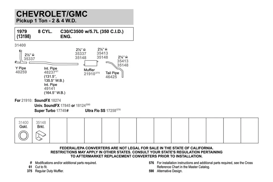 For Chevy V1500 Suburban 89-91 Exhaust Muffler SoundFX Steel Oval Direct-Fit Foto 4 de 4