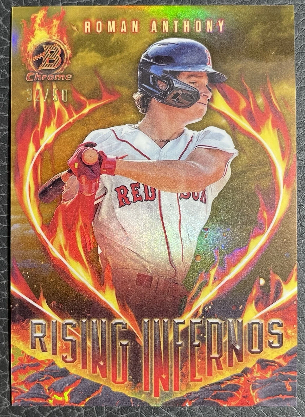 2024 Bowman Chrome Roman Anthony /50 Gold Rising Infernos #RI-18 Boston Red Sox