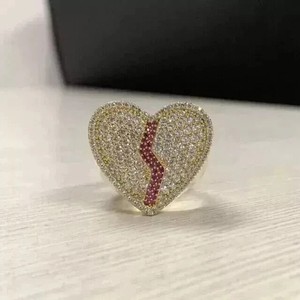 Authentic 4.35 Ct Round Cut VVS1 Real Moissanite Broken Heart Ring 14K Yellow Gold Plated.