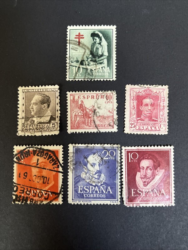 Vintage Lot of 7 Spain España Postage Stamps Correos