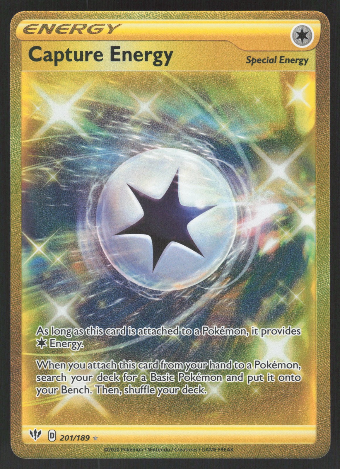 Capture Energy 201/189 Secret Rare Pokemon TCG Darkness Ablaze NM