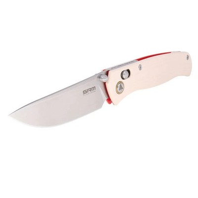 SRM  255L-GT2 Ambi Lock White G10 With Red Liners 10Cr15CoMoV Pocket Knife