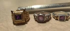 Vintage Sterling Amethyst Rings Lot 3 – Square Bezel, 14k gold Size 6/7