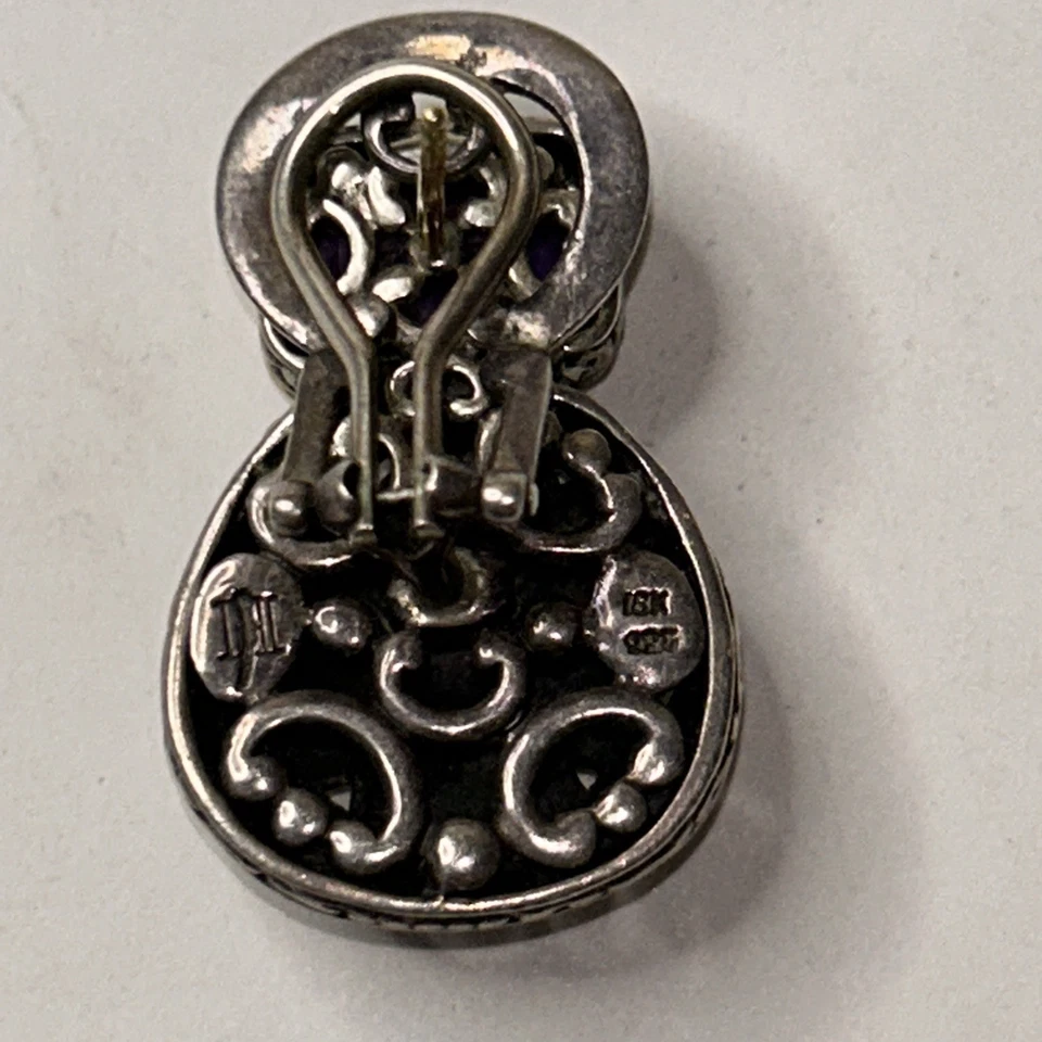 Pendientes traseros Omega John Hardy Batu Sari oro 18K y plata 925 amatista púrpura Foto 4 de 4