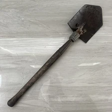 Vintage US Wood 1944 WWII Folding Shovel E Tool US MIlitary Issue COLLAR STUCK