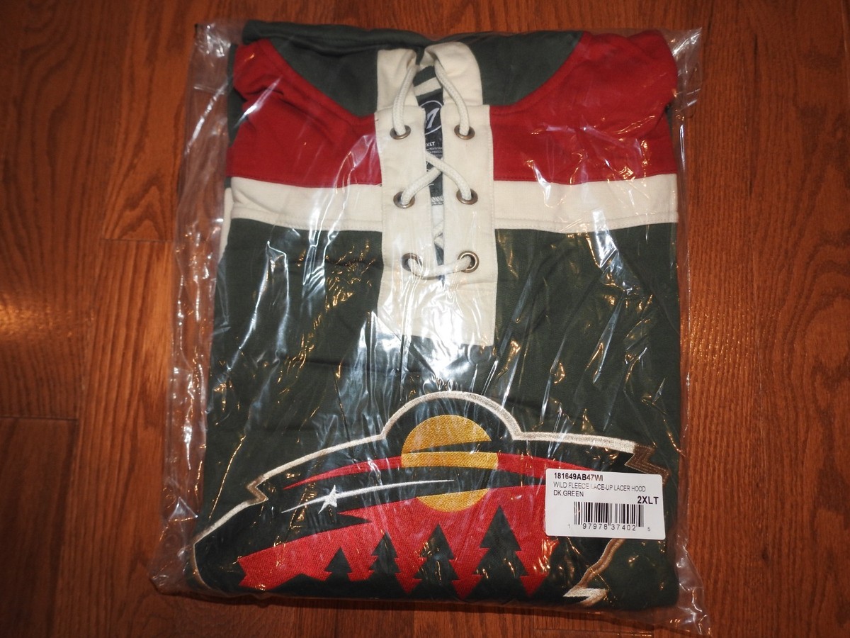 NHL Minnesota Wild '47 Brand Hockey Lacer Hoodie New Mens Big