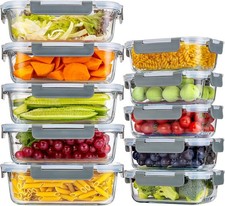 KUMD 10-Pack Borosilicate Glass Meal Prep Containers with Lids 5 Large 5 Small
