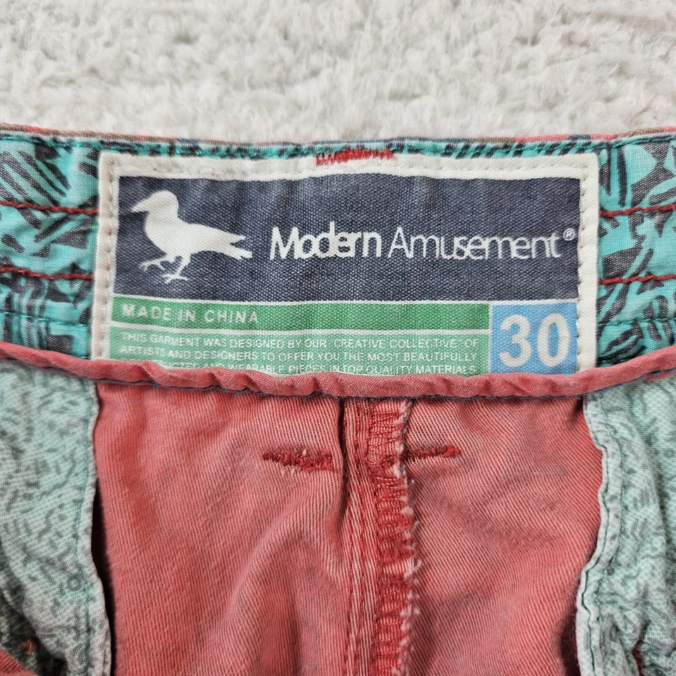 Pantalones Cortos Chinos Modernos Diversión Para Hombre Rosa Salmón Verde Tropical Hawaiano Preppy Foto 3 de 4