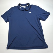 Under Armour Men's HeatGear Polo Shirt Navy Blue XL Loose Fit