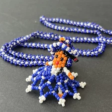 SOUTHWEST TRIBAL VINTAGE BEAD DANCING GIRL 12" NECKLACE UNRANDED Blue Purple