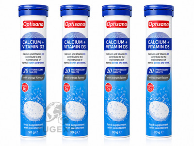 Optisana Calcium + Vitamin D3 80 Brausetabletten 4x20 Premium Qualität