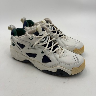 Vintage New Balance 801 ABZORB White Navy Green Leather Sneakers Womens 7.5 B