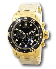 Invicta Pro Diver Scuba Men's 48mm Black Chronograph 18K Gold-Plated Watch 0072