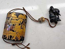 Antique Japanese Lacquer Five Section Inro with Horses