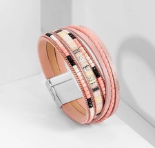 Bohemian Style Women's Multi-Layer PU Bracelets Hand-Woven with Alloy Magnetic