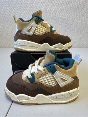 JORDAN 4 Retro (TD) Shoes Toddler Kids SZ 6C Cacao Wow/Geode Teal FB2215-200