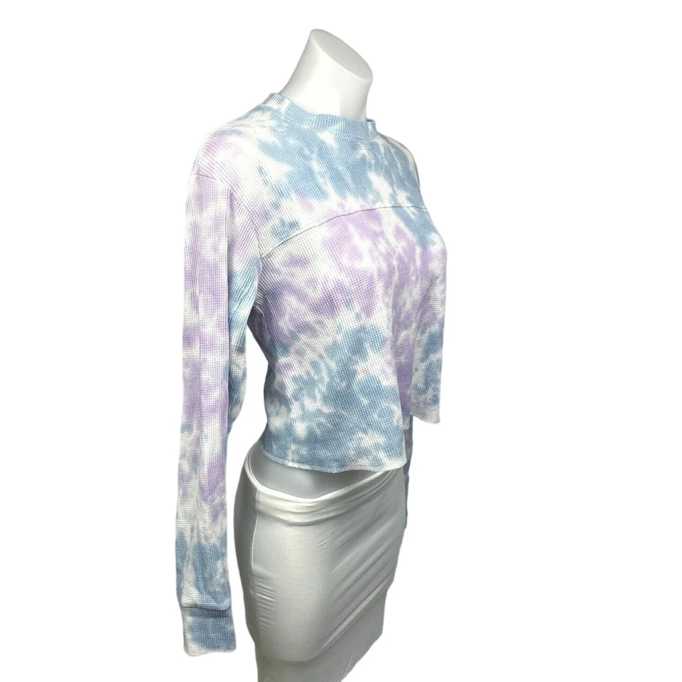 Wild Fable Multicolor Tie Dye Waffle Long Sleeve Cropped T-Shirt Top Size XS - Image 2 of 4