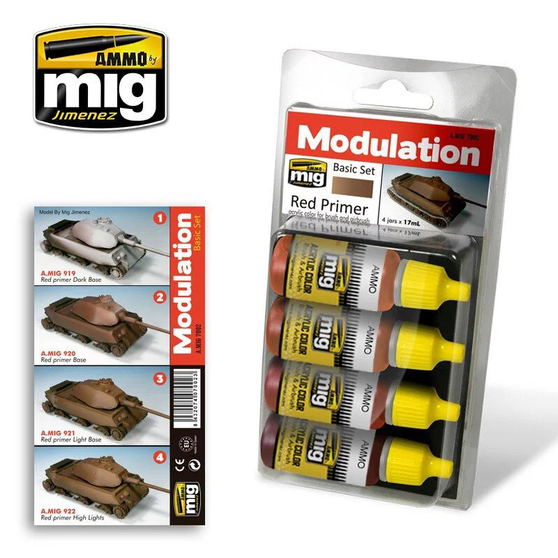 Ammo MIG 7002 - Acrylic Colour Set Modulation (4x 17ml) - Red Primer