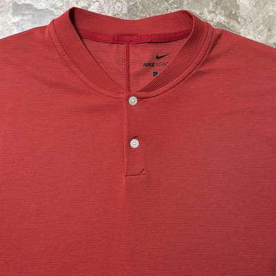 Nike Polo Shirt Mens Large Red Tiger Woods AeroReact Blade Collar