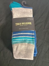 New Mens 2 Pack Of True Religion Crew Socks Shoe Sz 10-13