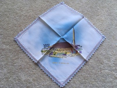 SELTENES FESTIVAL OF BRITAIN 1951 SOUVENIR KUPPEL DER ENTDECKUNG & SKYLON TASCHENTUCH