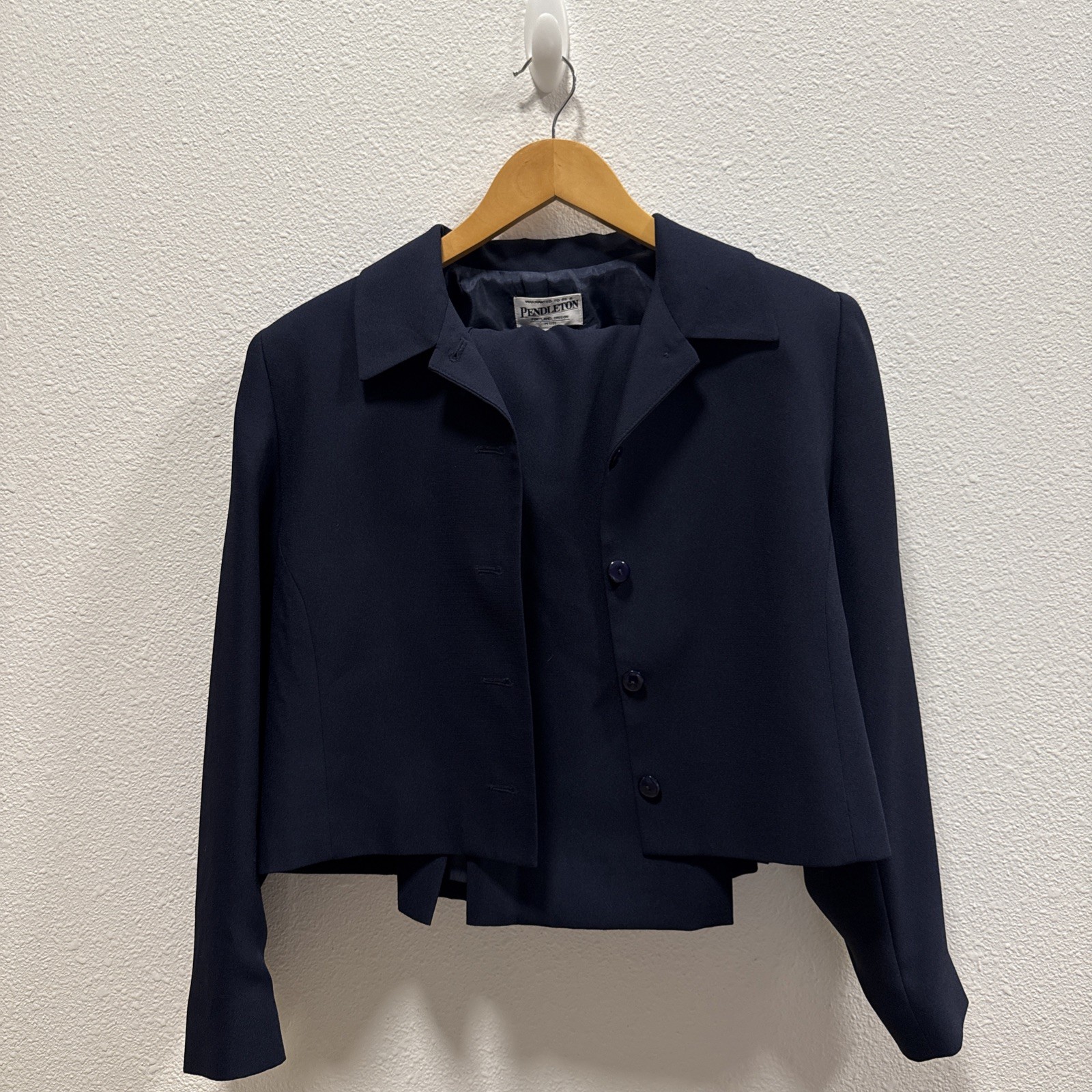 Pendleton Crop Navy Blazer (Size 12) And Pencil Skirt (size 14) Set Y2K Women’s
