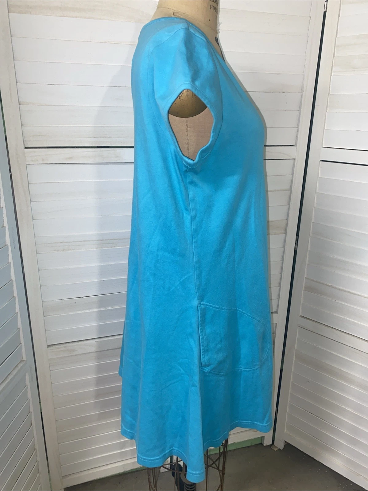 VETEMENTS Abito Bechamel copricostume da spiaggia donna blu teal maglia 100% cotone serigrafia M