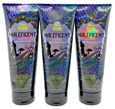 NEW Bath Body Works Lot of 3 Tubes Disney Villains Maleficent Body Cream 8 oz