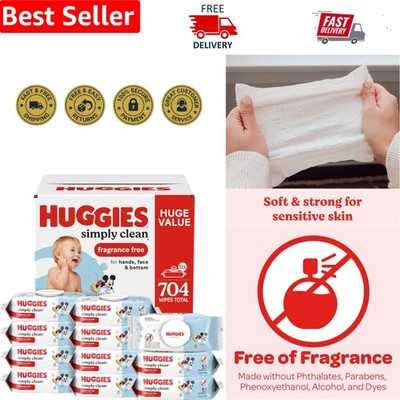 Soft & Strong Unscented Wipes by Huggies - 11 Packs with 704 Wipes, Paraben-Free