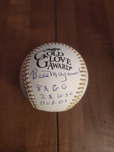 Bill Mazeroski Signed Gold Glove Baseball W/ 3 Inscriptions