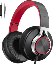 Wired Headphones with Microphone Volume Control Noise Isolating Red